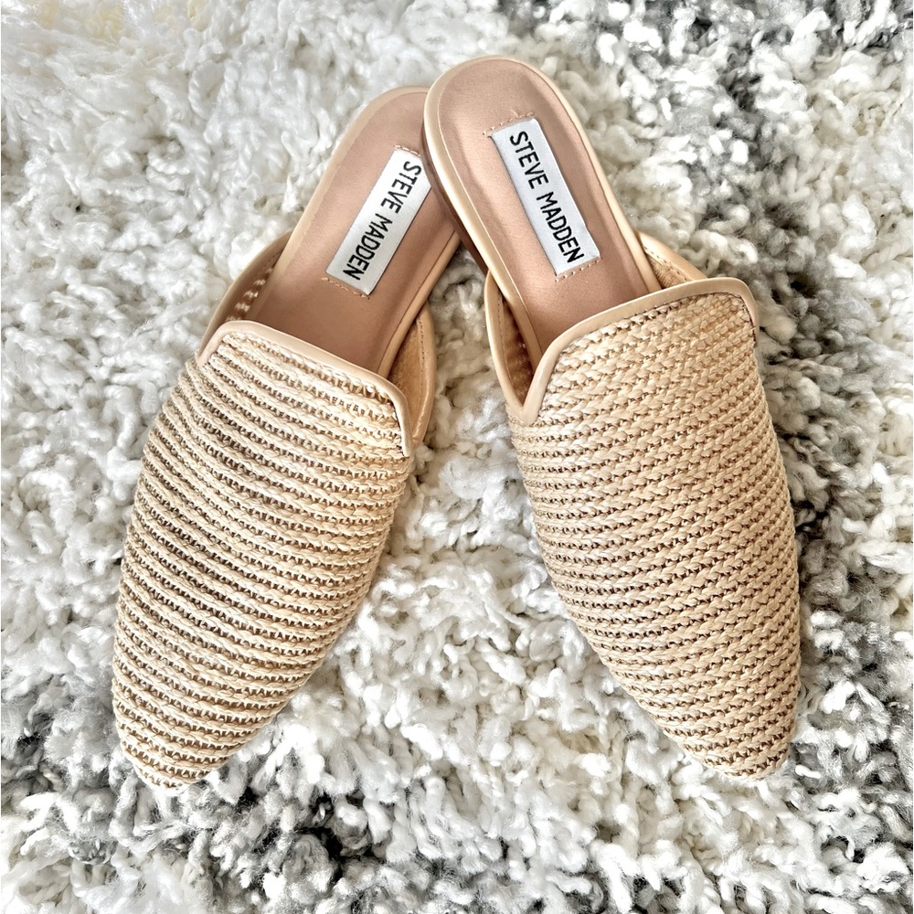 Womens Steve Madden Beige Raffia Mattis Mule